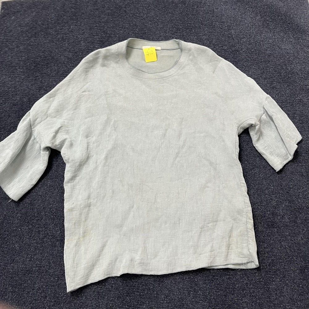 Alto Shirt Womens Large Light Gray Ribbed 3/4 Sleeve Boxy Top Crewneck